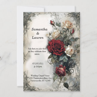 Invitación Boda de Gótico de color rojo de color de agua