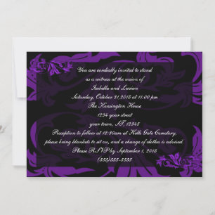 Invitación Boda de Gótico de Damasco Morado Líquido