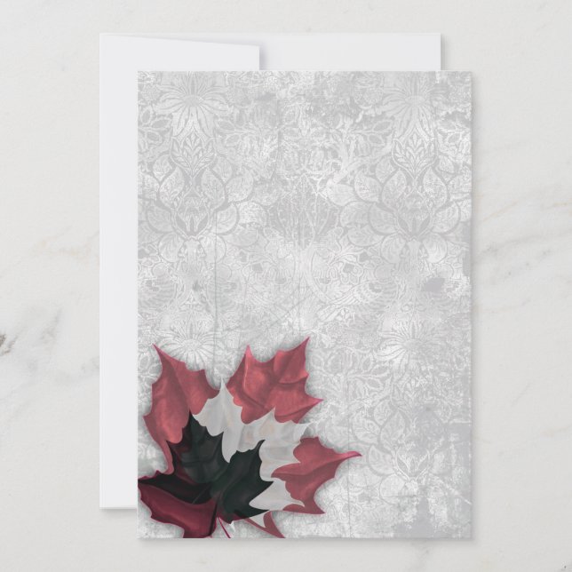 Invitación Boda de Gótico de hojas rojas y negras (Anverso)