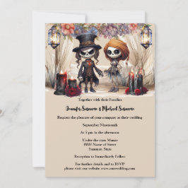 Invitación Boda de gótico de pareja de novios con cadáver