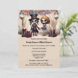Invitación Boda de gótico de pareja de novios con cadáver