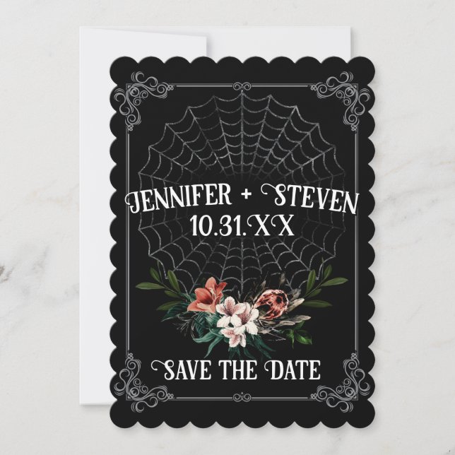 Invitación Boda de Gótico oscuro de Moody salva la fecha (Anverso)