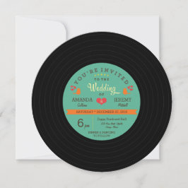 Invitación Boda de grabación de vinilo retro moderno