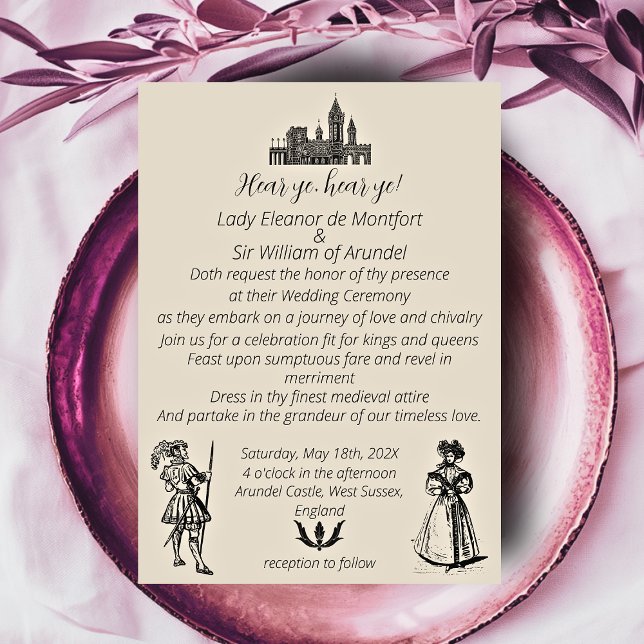 Invitación Boda de grabaciones renacentistas medievales (Medieval Renaissance Engraving Wedding Invitation)