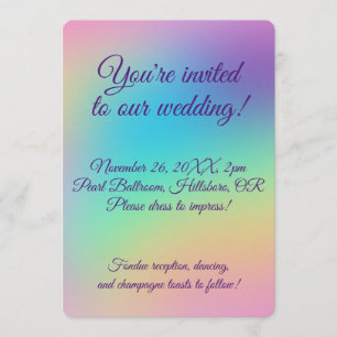 Invitación Boda de gradiente de arcoiris Pastel