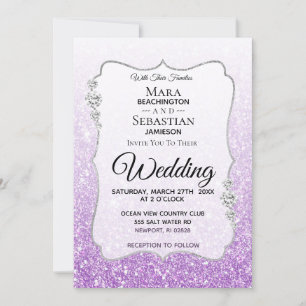 Invitación *~* Boda de gradiente de Purpurina morado de diama