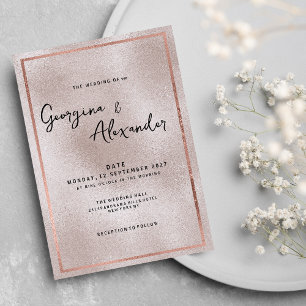 Invitación boda de gradiente de purpurina rosa elegante de mo