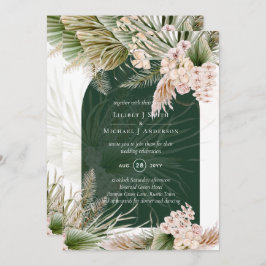 Invitación BODA de Grado BOHO Emerald Green Pampas