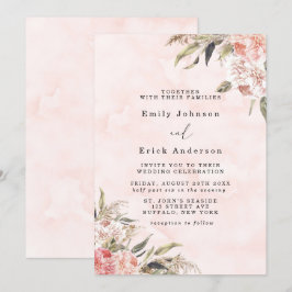 Invitación Boda de Grado Boho Pink Peony Pampas