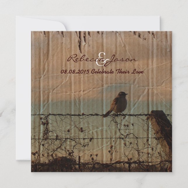 Invitación Boda de granero occidental de la valla rural (Anverso)