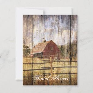 Invitación boda de granero rojo de campo rústico del otoño oc