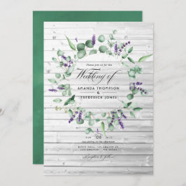 Invitación Boda de granero rústico Eucalyptus Lavender