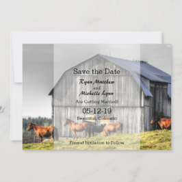 Invitación Boda de Granero Rústico y Caballos para Guardar la