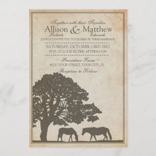 Invitación Boda de granja de caballos marrón y marfil