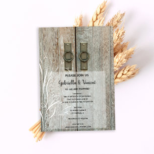 Invitación Boda de granja de campo de puertas de doble graner