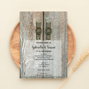 Invitación Boda de granja de campo de puertas de doble graner
