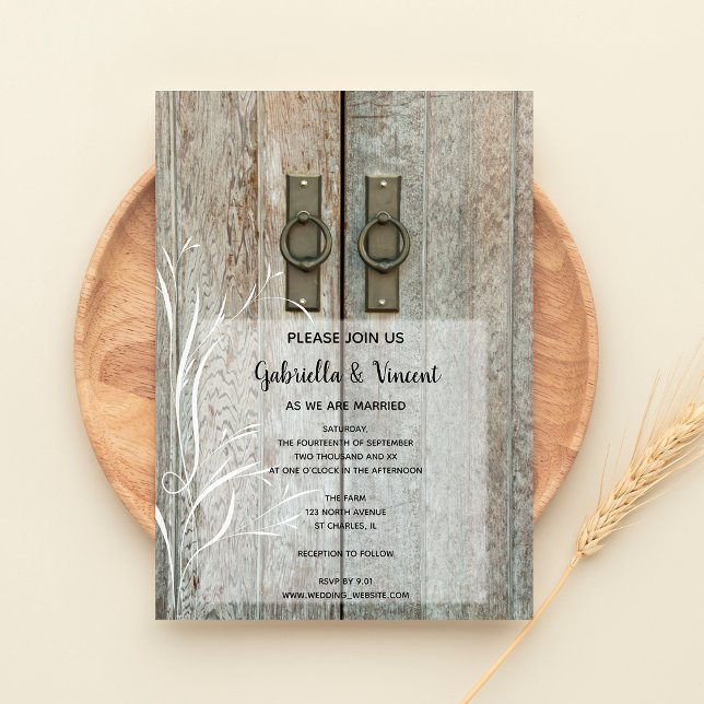 Invitación Boda de granja de campo de puertas de doble graner (Subido por el creador)