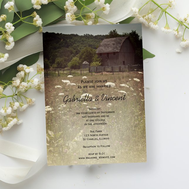 Invitación Boda de Granja Rural de Barn Weathered (Subido por el creador)