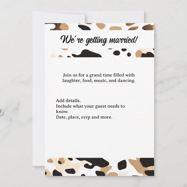 Invitación Boda de granja vaca púrpura (Reverso)
