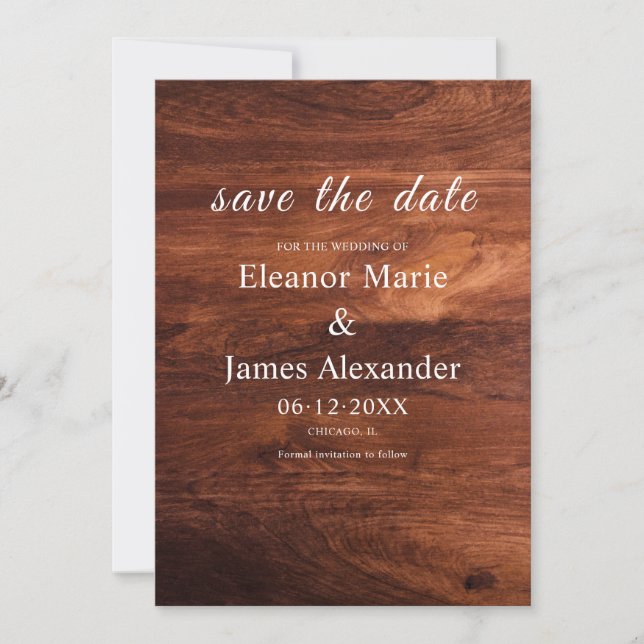 Invitación Boda de Grano de Granero de Madera Rústica (Anverso)