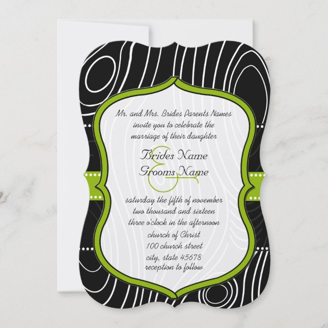 Invitación Boda de grano de madera de un país verde ruso (Anverso)