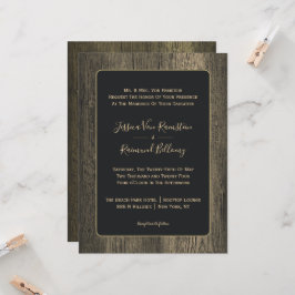 Invitación Boda de Grano de Madera Dorada