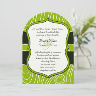 Invitación Boda de grano de madera verde verde de Apple Black