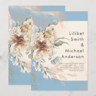 Invitación BODA de Grasa Dusty Blue Pampas