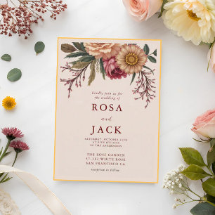 Invitación Boda de Grasa Fall Floral Terracotta Pampas