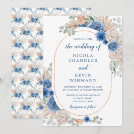 Invitación Boda de Grass Blue Boho Pampas