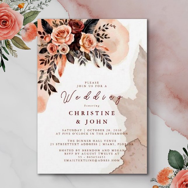 Invitación Boda de Grass Bohemian Floral Peach Pampas (Subido por el creador)