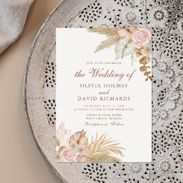 Invitación Boda de Grass Boho Floral Pampas