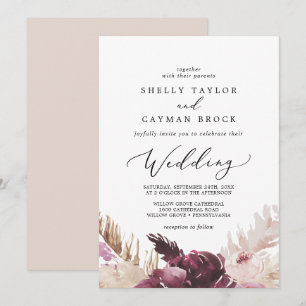 Invitación Boda de Grass Boho Pampas