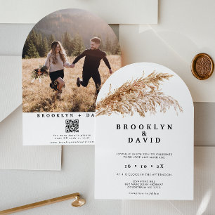 Invitación Boda de Grass Boho Pampas, arquido moderno
