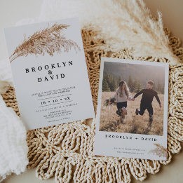 Invitación Boda de Grass Boho Pampas Minimalista moderno