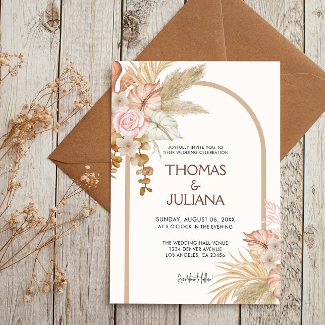 Invitación Boda de Grass Boho Terracotta Pampas (Subido por el creador)