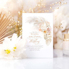 Invitación Boda de Grass Botánico de Pampas Pastel Suave