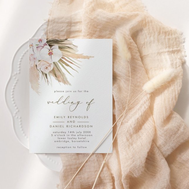 Invitación Boda de Grass & Calligraphy de Pampas Moderno (Subido por el creador)