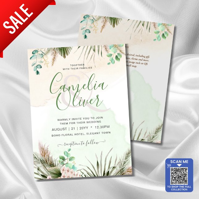 Invitación Boda de Grass Eucalyptus Pampas (SHOP THE FULL PAMPAS GREENERY COLLECTION)