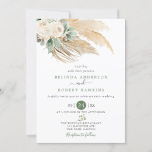 Invitación Boda de Grass Rosa Pampas Desert Boho