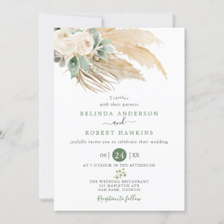 Invitación Boda de Grass Rosa Pampas Desert Boho