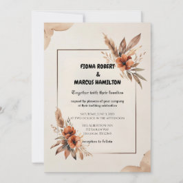 Invitación Boda de Grass Terracotta Florals & Pampas