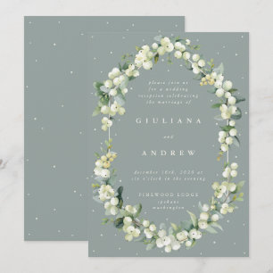 Invitación Boda de Green Snowberry+Eucalyptus Recepción solam