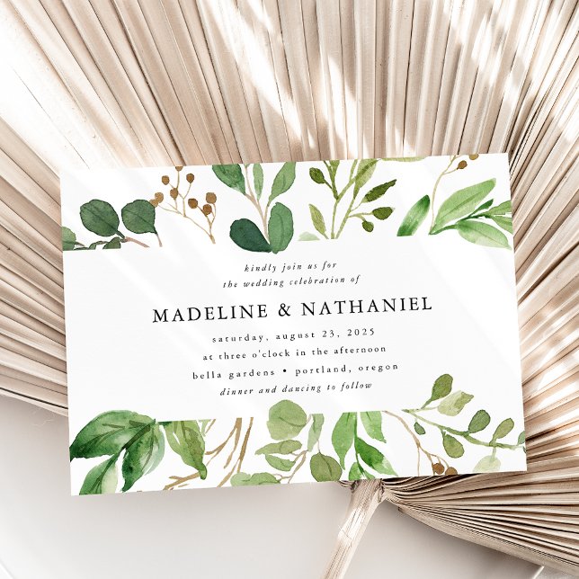 Invitación Boda de greenery con acuarela (Subido por el creador)