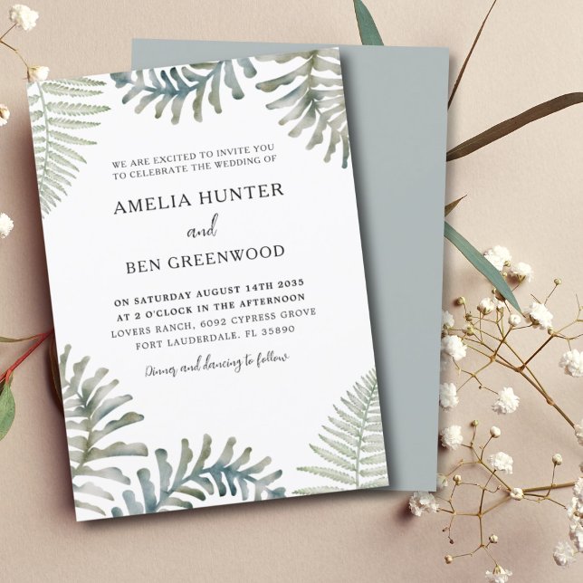 Invitación Boda de greenery de acuarela moderna (Subido por el creador)