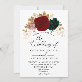 Invitación Boda de Greeny de la esmeralda de oro de oro otoña
