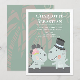 Invitación Boda de Groom de Novia de Dinosaurio Moderno