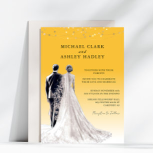 Invitación Boda de Groom de Novia Tradicional Amarillo