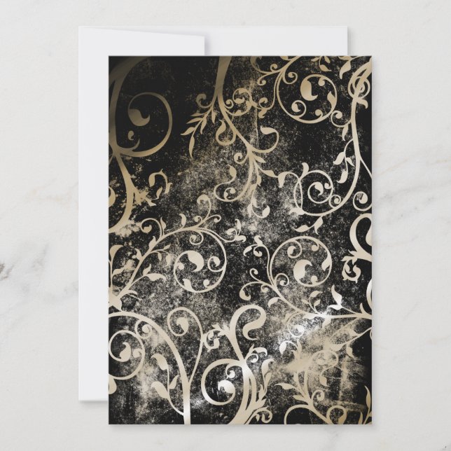Invitación Boda de Grunge gótico de Damask con problemas (Anverso)