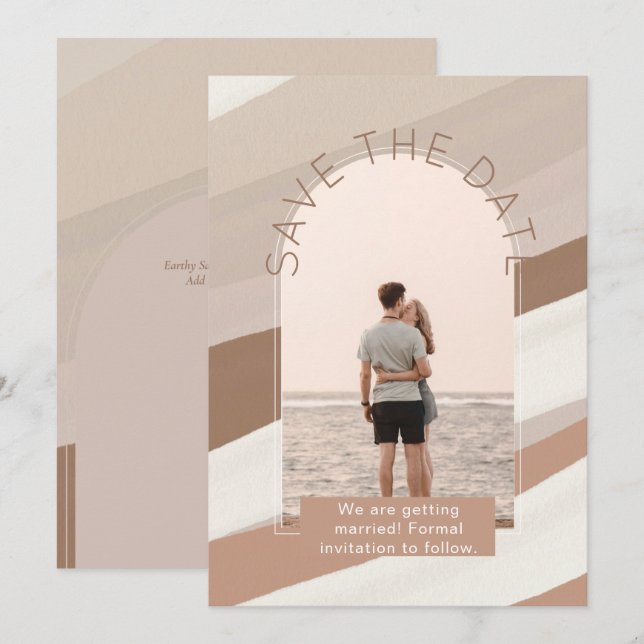 Invitación Boda de guardar fechas con foto moderna (Anverso / Reverso)